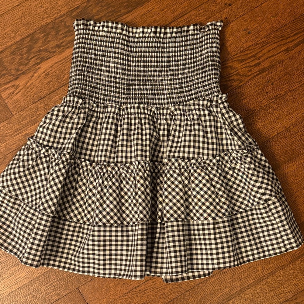 Joy Joy Black and White Gingham Mini Skirt